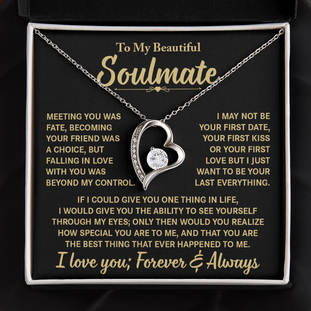 To My Beautiful Soulmate - Meeting You Was Fate - Heart Necklace