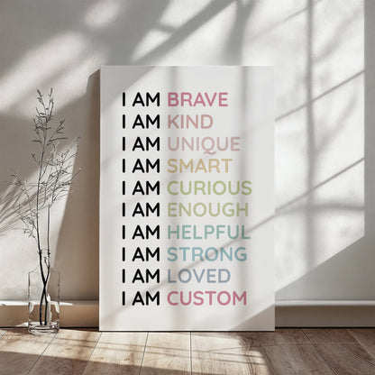I Am [Name] – Personalized Kids Affirmation Canvas